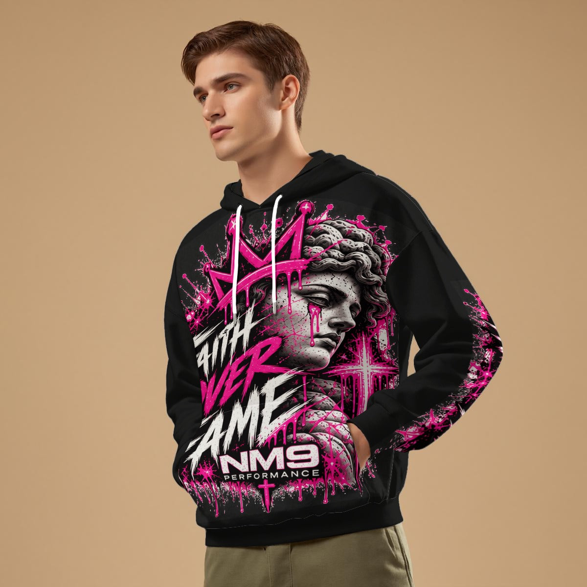 NM9 Pink Collection Hoodie | Faith Over Fame | Black