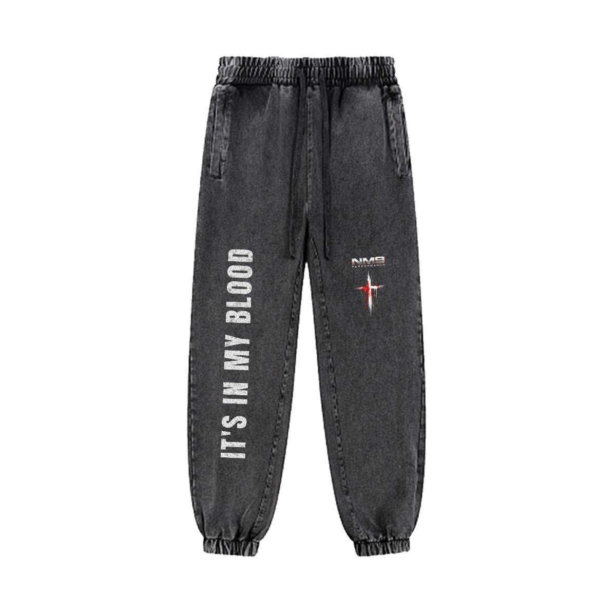 NM9 Bloodline Collection Heavyweight Joggers | It's In My Blood | Black