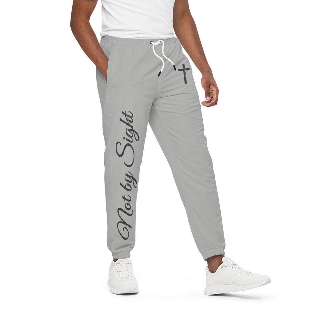 Not By Sight Joggers | Leg Script + Cross | Heather Grey