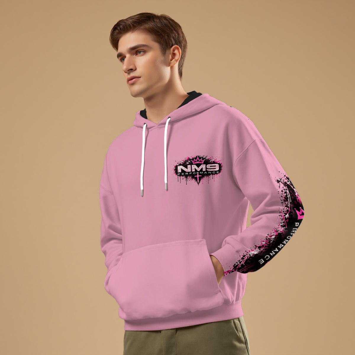 NM9 Pink Collection Hoodie | Girls Built Different Chest | Light Pink