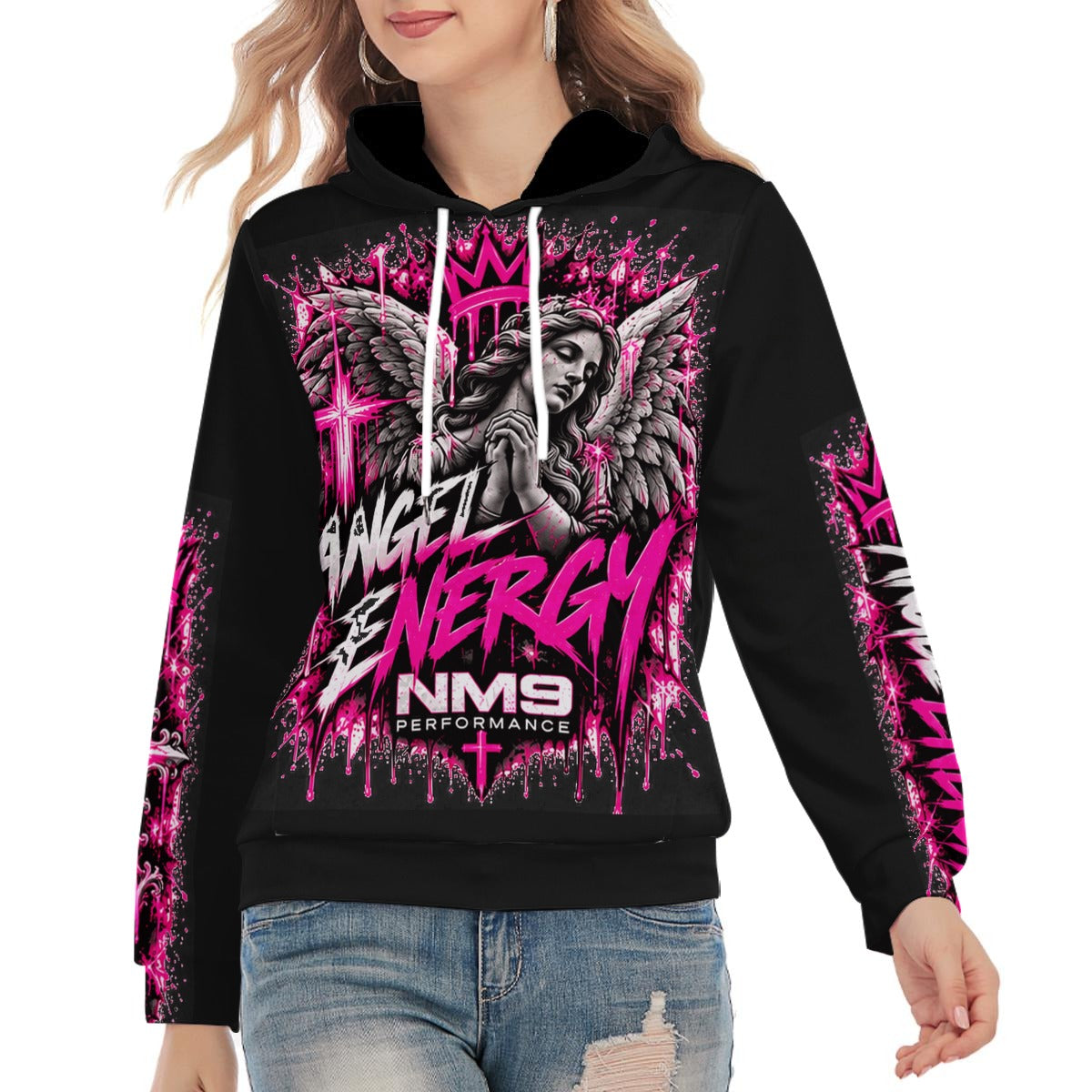 NM9 Pink Collection Hoodie | Angel Energy | Black