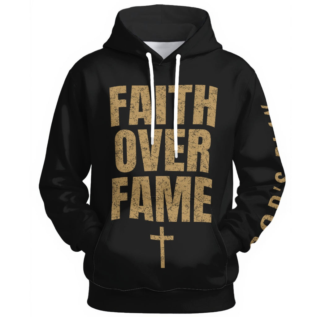 God's Plan Hoodie | FAITH OVER FAME + Sleeve | Black