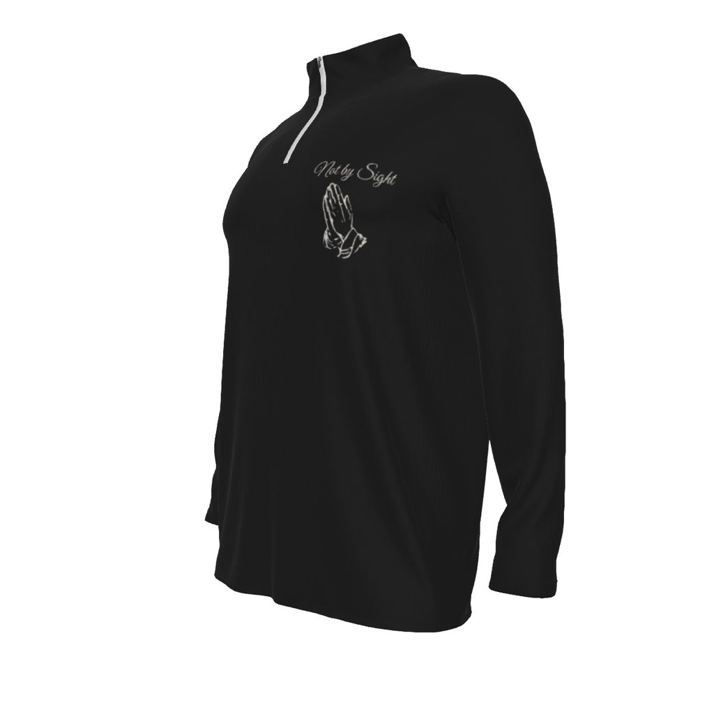 Not By Sight Quarter Zip | Script + Hands | Black