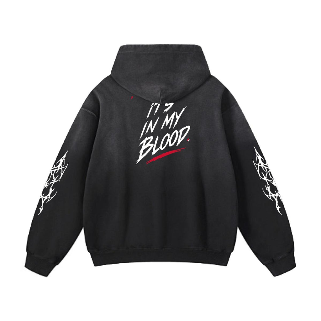 NM9 Hellfire Collection Heavyweight Hoodie | It's In My Blood | Black