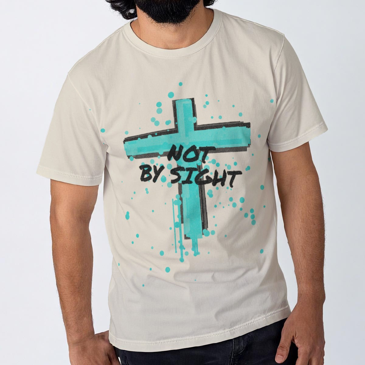 NM9 Ice Collection Tee | Not By Sight Cross | Bone