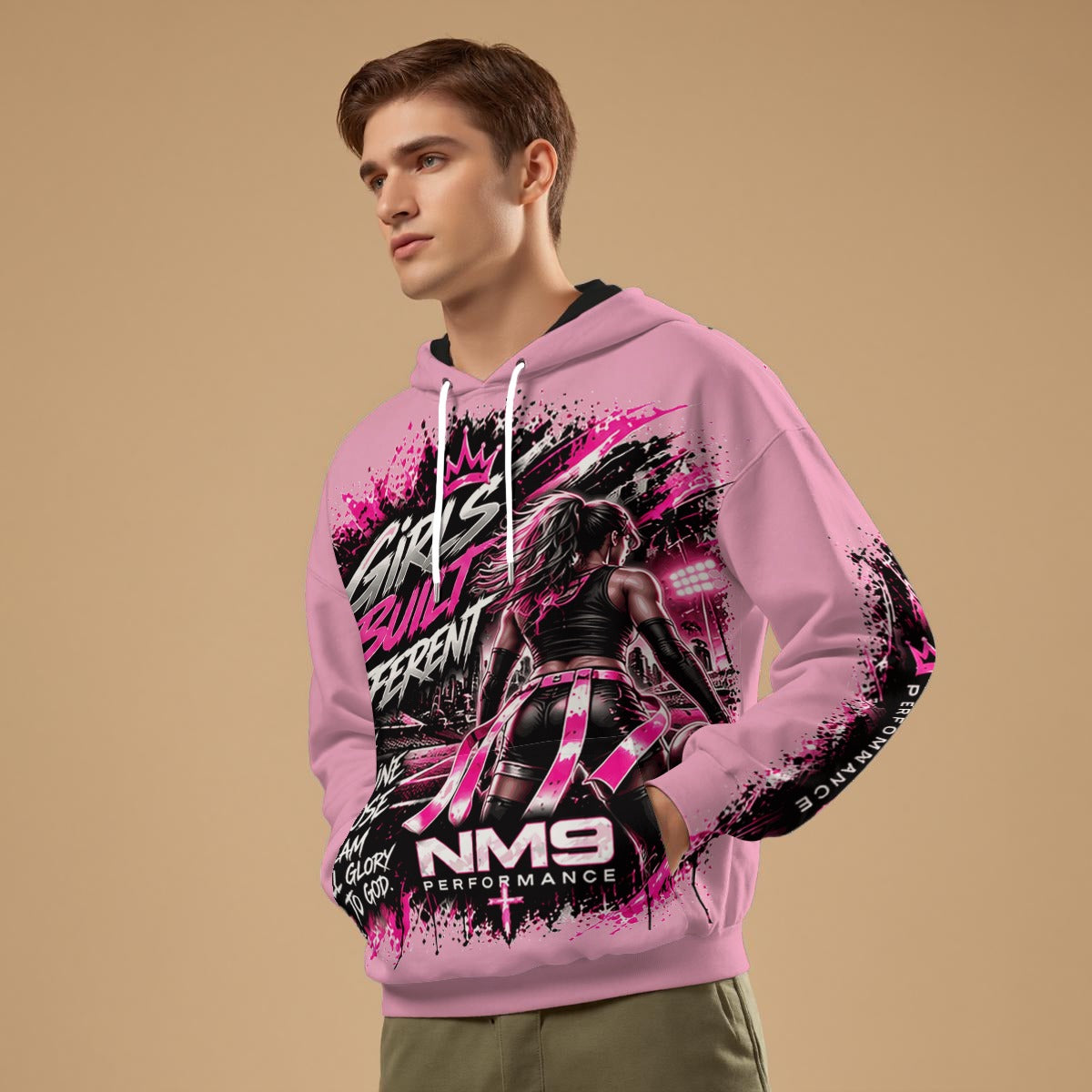 NM9 Pink Collection Hoodie | Girls Built Different | Light Pink