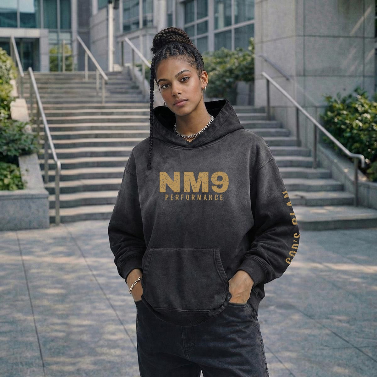 God's Plan Heavyweight Hoodie | NM9 Performance + Sleeve | Black