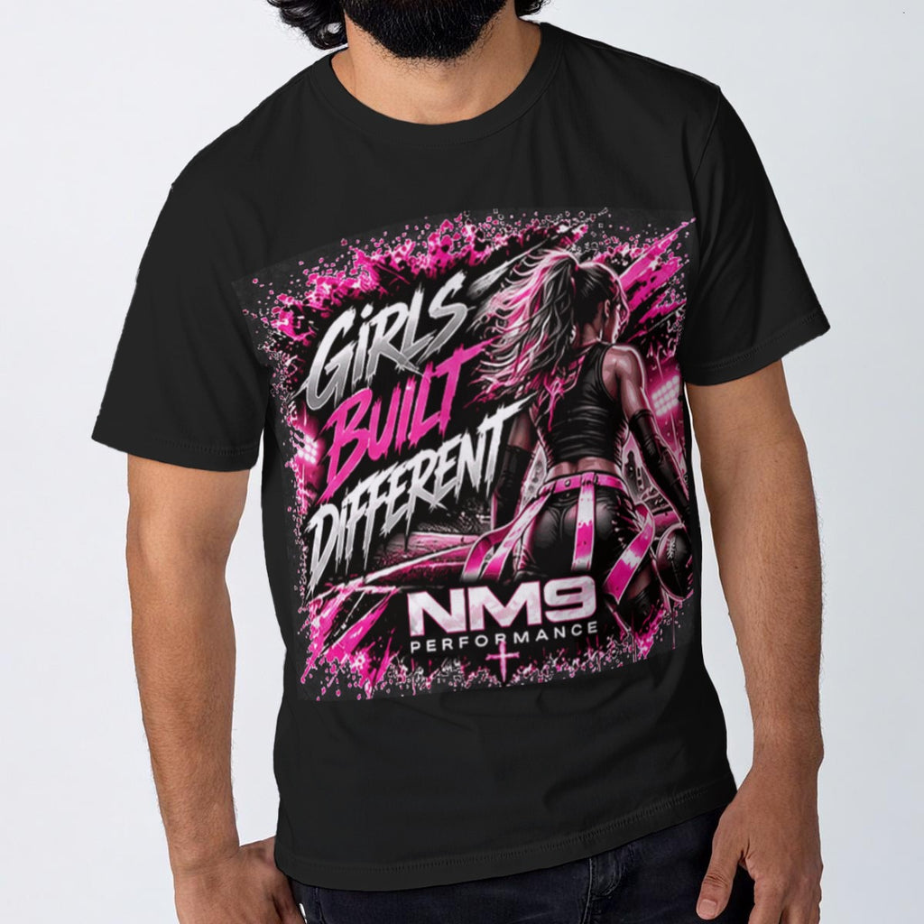 NM9 Pink Collection Tee | Girls Built Different | Black