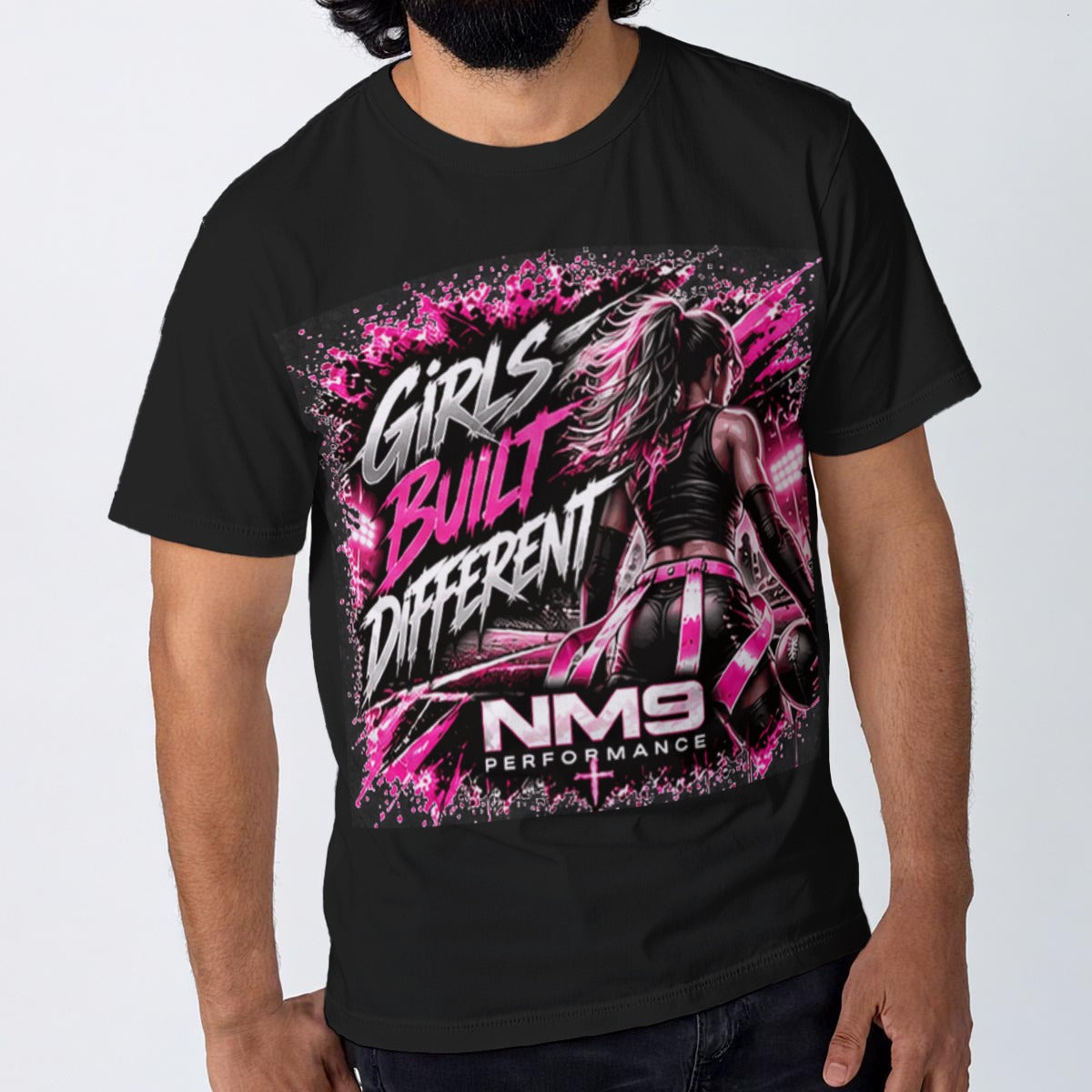 NM9 Pink Collection Tee | Girls Built Different | Black