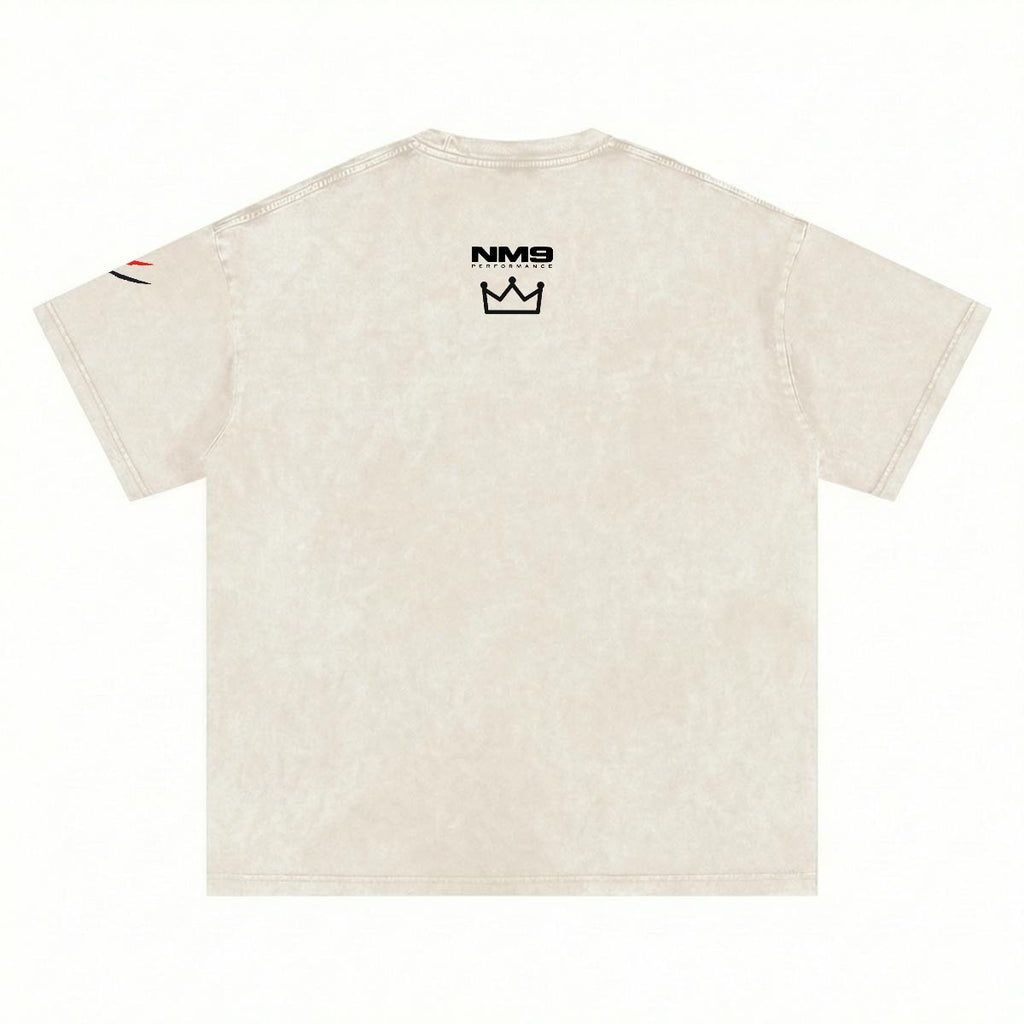 NM9 Heavyweight Tee | Teamwork Makes The Dream Work | Bone / Red