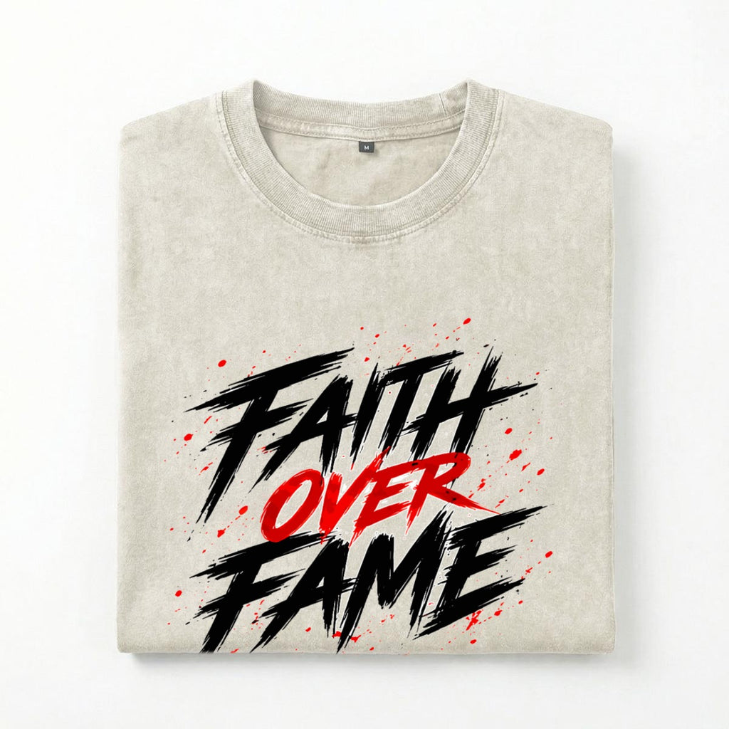 NM9 Executive Collection Heavyweight Tee | Faith Over Fame Crown Of Thorns | Bone
