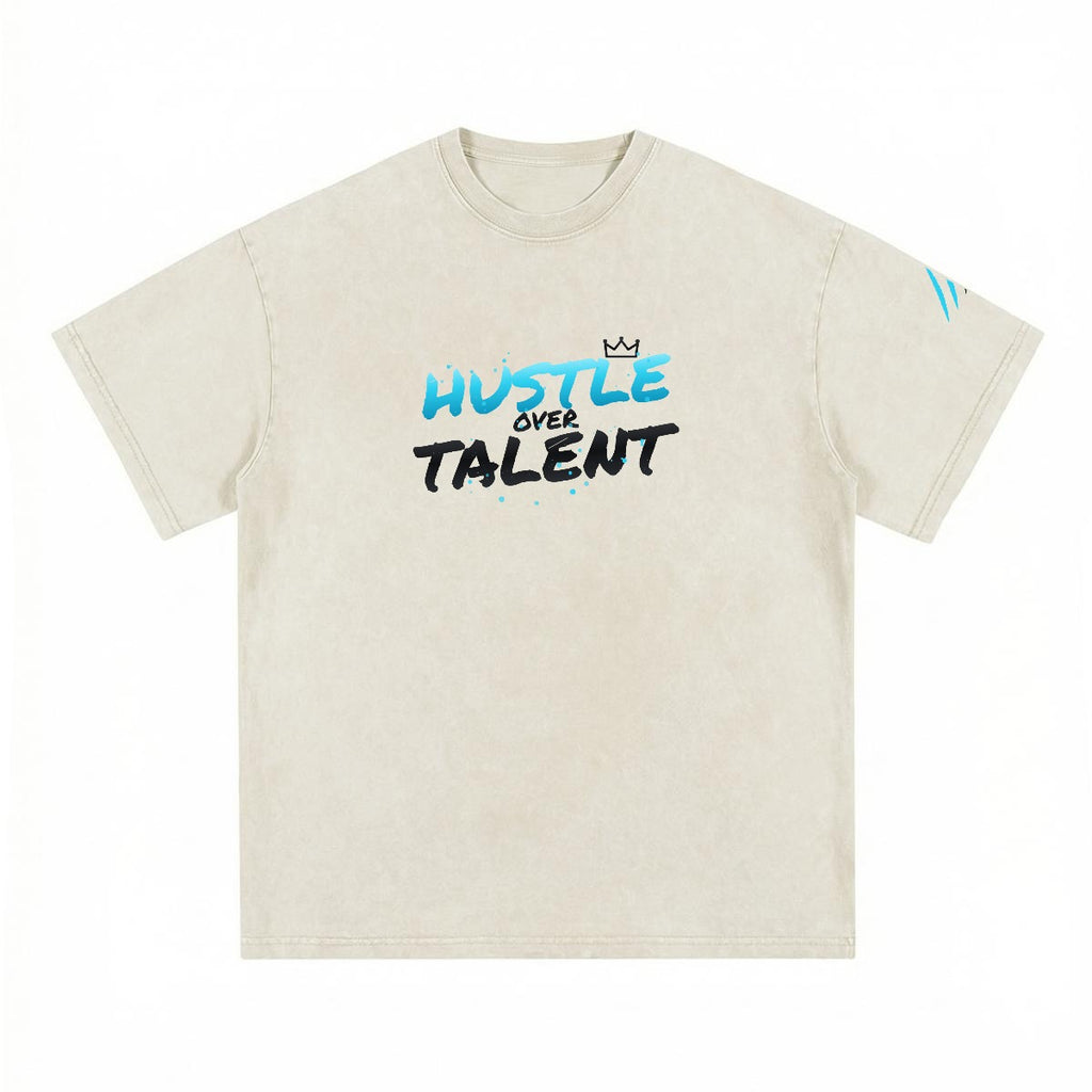 NM9 Heavyweight Tee | Hustle Over Talent | Cream / Teal / Chrome
