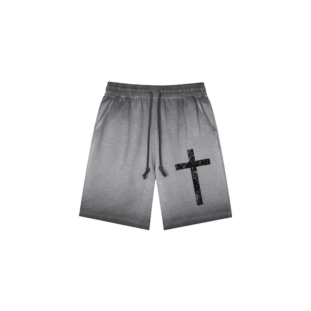 Not By Sight Heavyweight Sweat Shorts | Cross | Grey