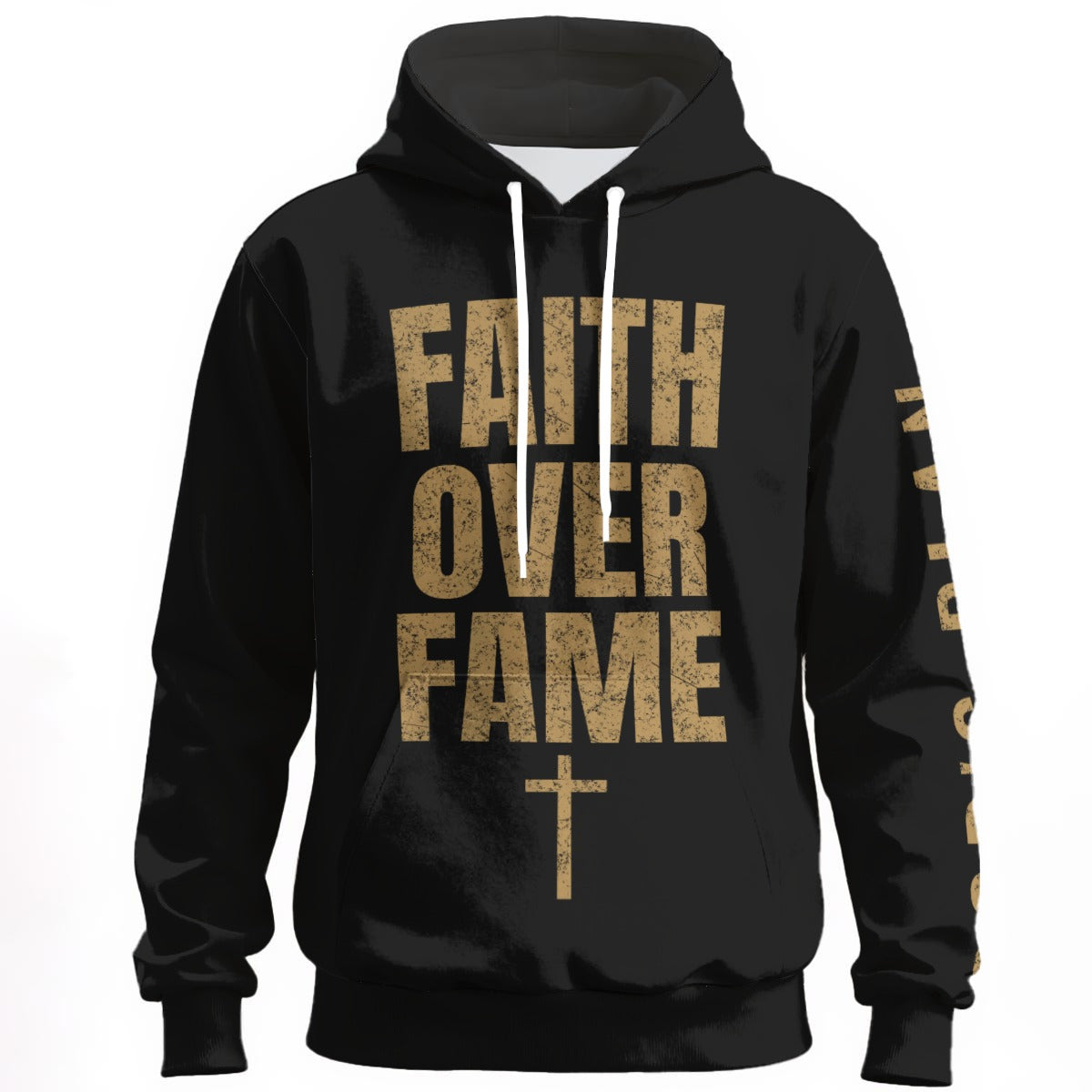 God's Plan Hoodie | FAITH OVER FAME + Sleeve | Black