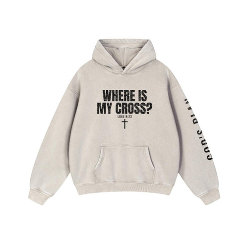 God's Plan Heavyweight Hoodie | WHERE IS MY CROSS? Luke 9:23 | Bone