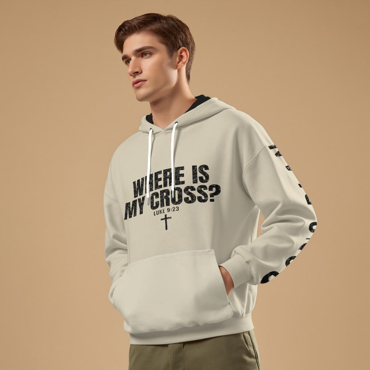 God's Plan Hoodie | WHERE IS MY CROSS? Luke 9:23 | Bone