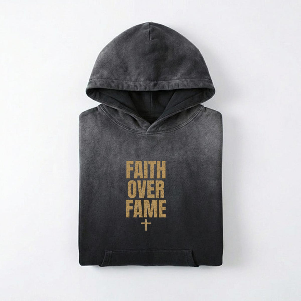 God's Plan Heavyweight Hoodie | FAITH OVER FAME + Sleeve | Black