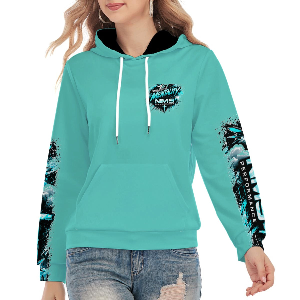 NM9 Ice Collection Hoodie | Jet Mentality Series Chest | Ice Teal
