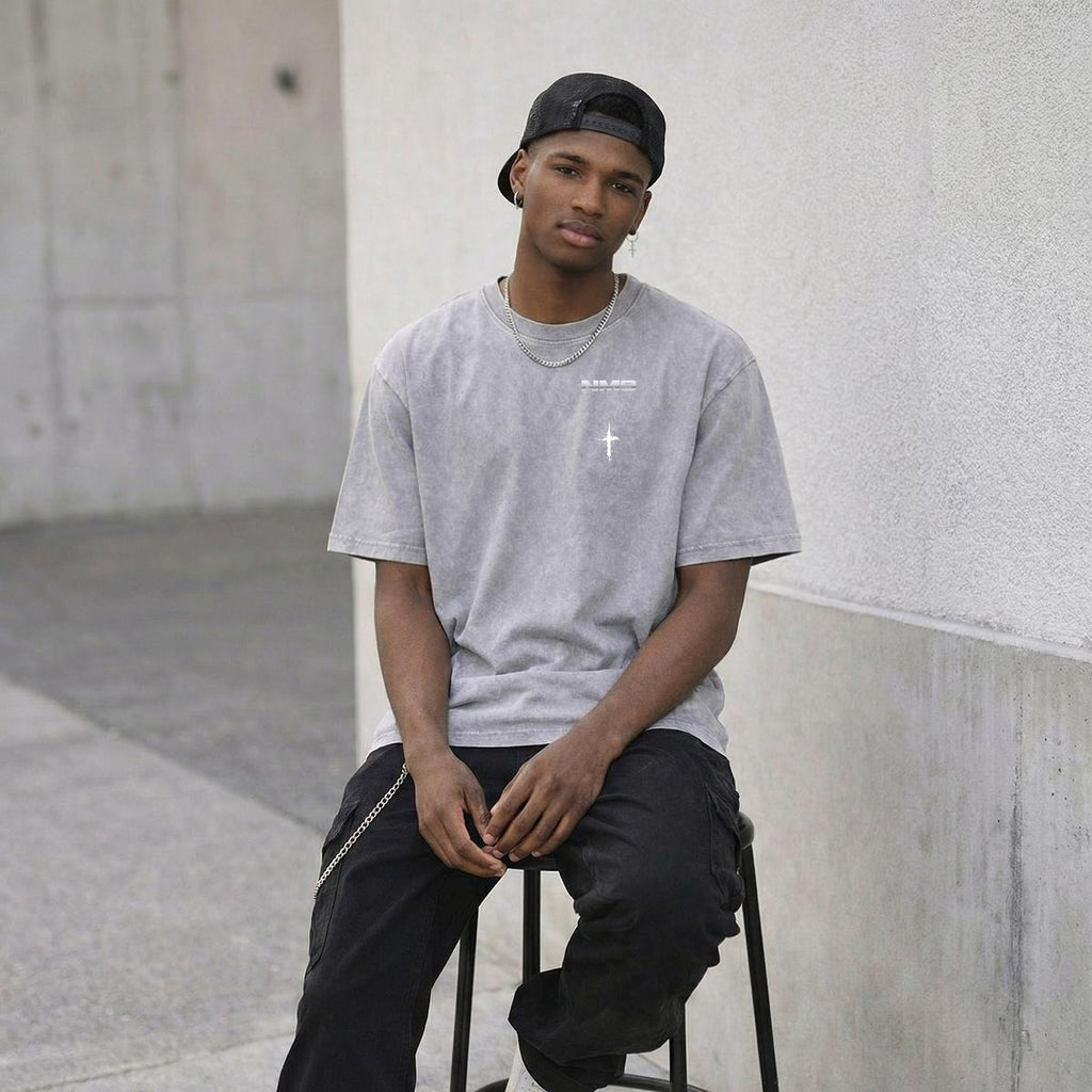 NM9 Hellfire Collection Heavyweight Tee | It's In My Blood | Grey