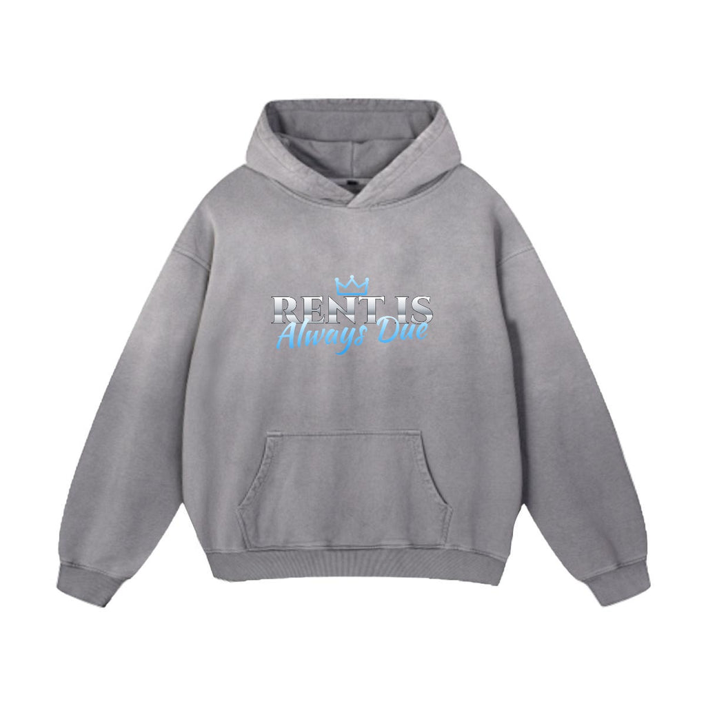 NM9 Heavyweight Hoodie | Rent Is Always Due | Charcoal / Ice Blue