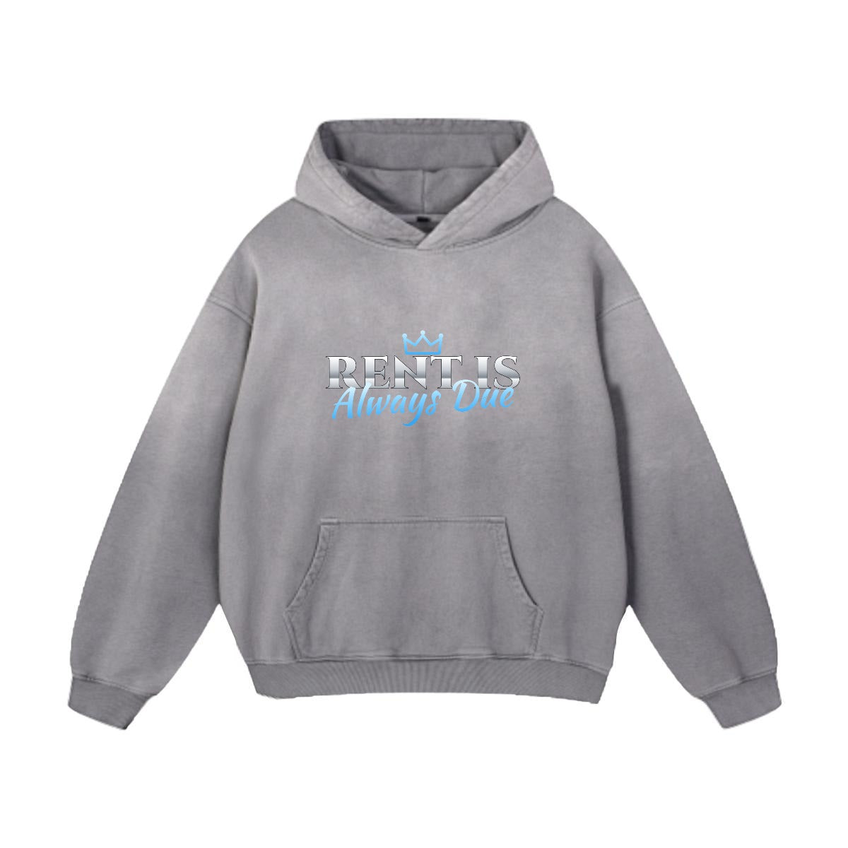 NM9 Heavyweight Hoodie | Rent Is Always Due | Charcoal / Ice Blue