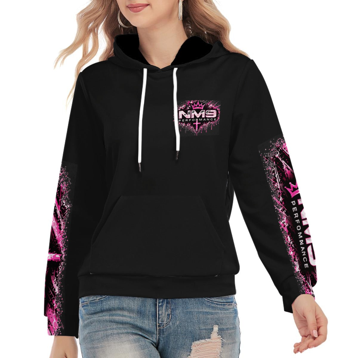 NM9 Pink Collection Hoodie | Girls Built Different Chest | Black