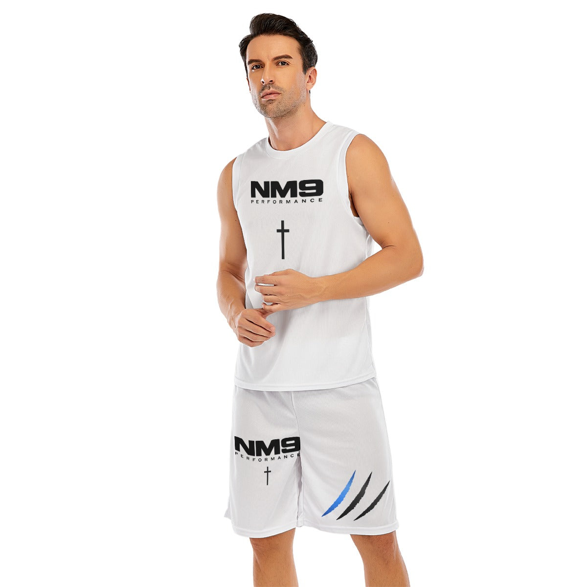 NM9 Sleeveless Athletic Shirt & Shorts Set | White