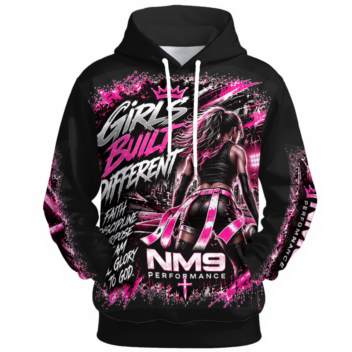 NM9 Pink Collection Hoodie | Girls Built Different | Black