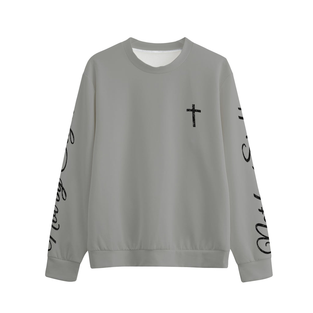 Not By Sight Crewneck | Cross + Sleeve Script | Heather Grey