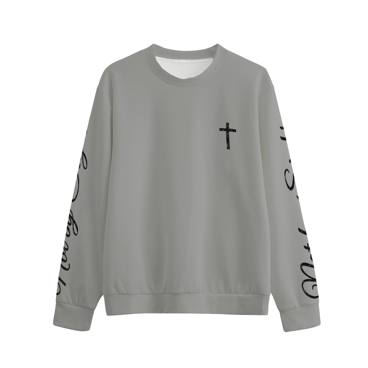 Not By Sight Crewneck | Cross + Sleeve Script | Heather Grey