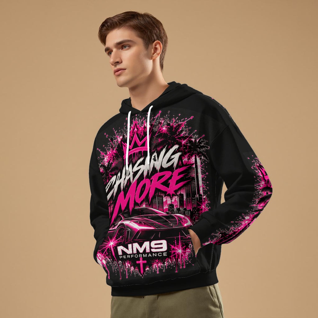 NM9 Pink Collection Hoodie | Chasing More Skyline | Black