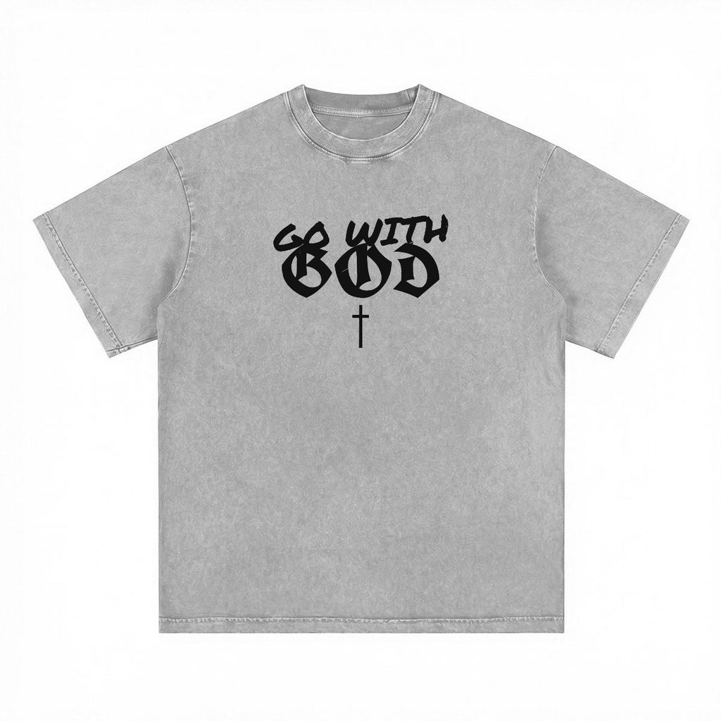 NM9 Heavyweight Tee | Go With God | Charcoal / Black