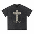 Not By Sight Heavyweight Tee | Crown of Thorns Cross | Black