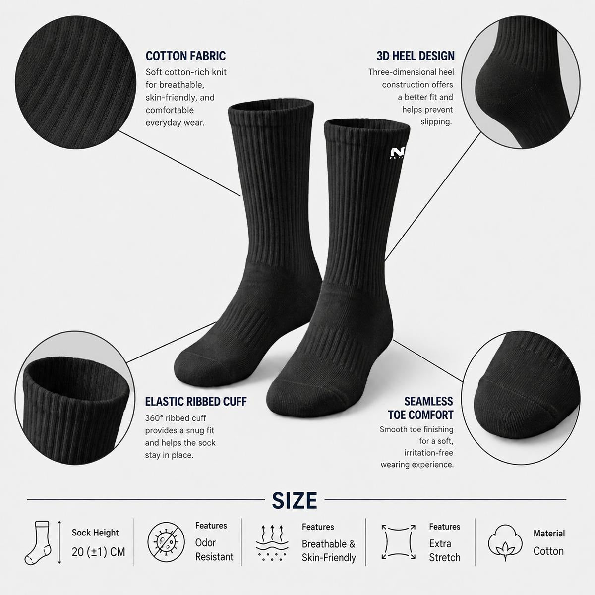 NM9 Crew Socks | Black