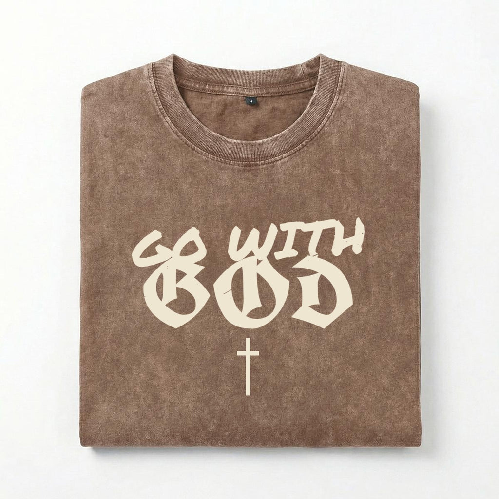 NM9 Heavyweight Tee | Go With God | Brown / Cream