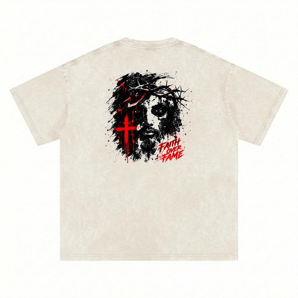 NM9 Executive Collection Heavyweight Tee | Faith Over Fame Crown Of Thorns | Bone