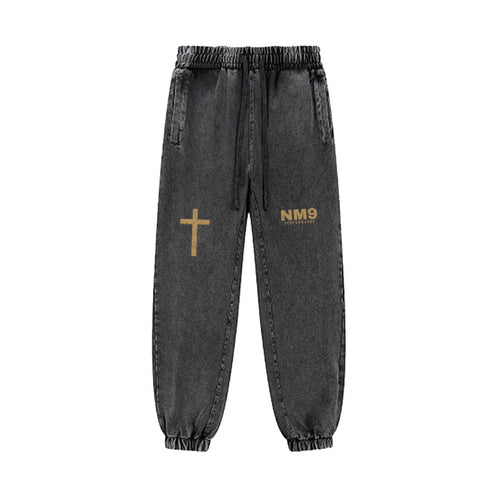 God's Plan Heavyweight Joggers | NM9 Hip + Cross Hem | Black