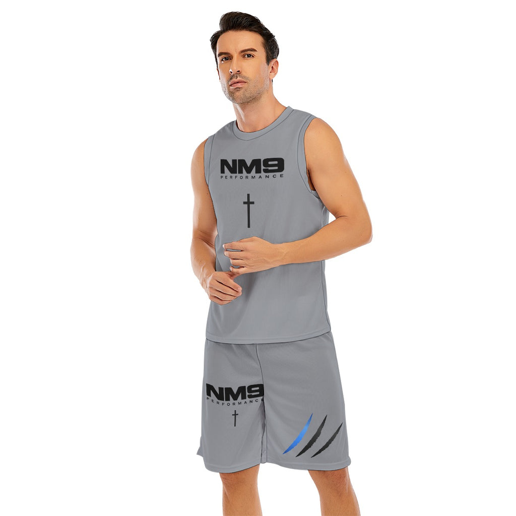 NM9 Sleeveless Athletic Shirt & Shorts Set | Grey