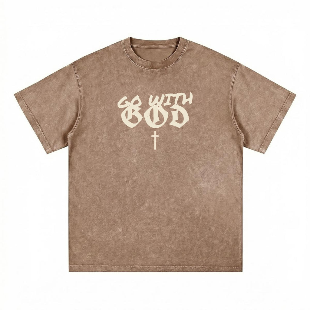 NM9 Heavyweight Tee | Go With God | Brown / Cream