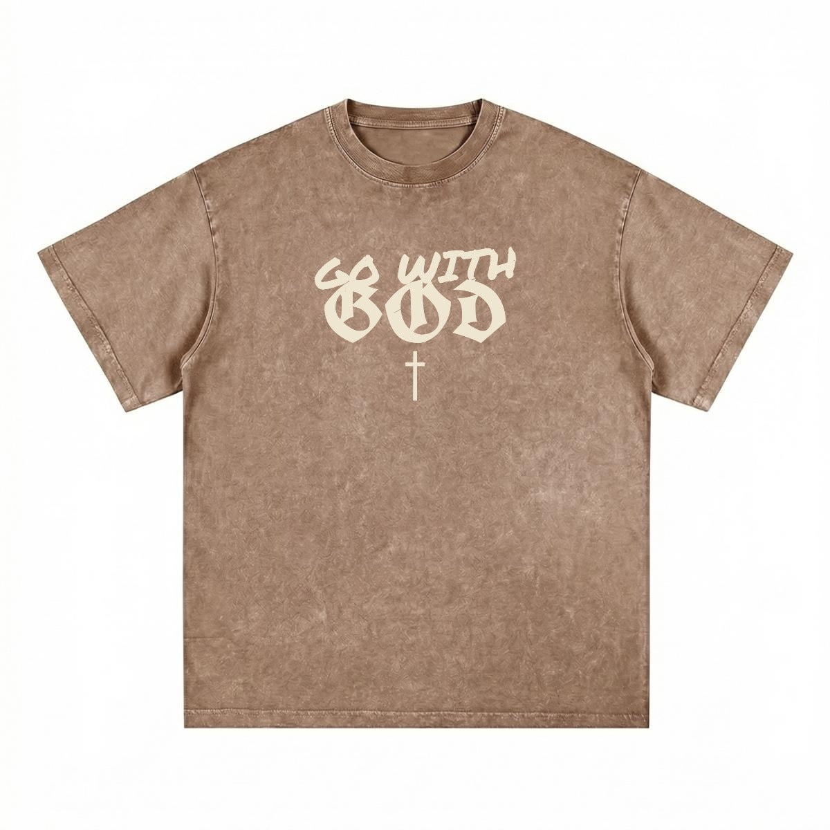 NM9 Heavyweight Tee | Go With God | Brown / Cream