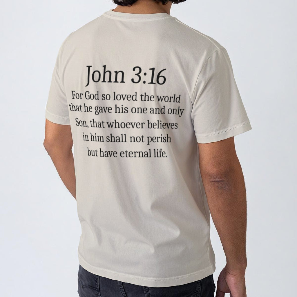Not By Sight Tee | Praying Hands + John 3:16 Back | Bone