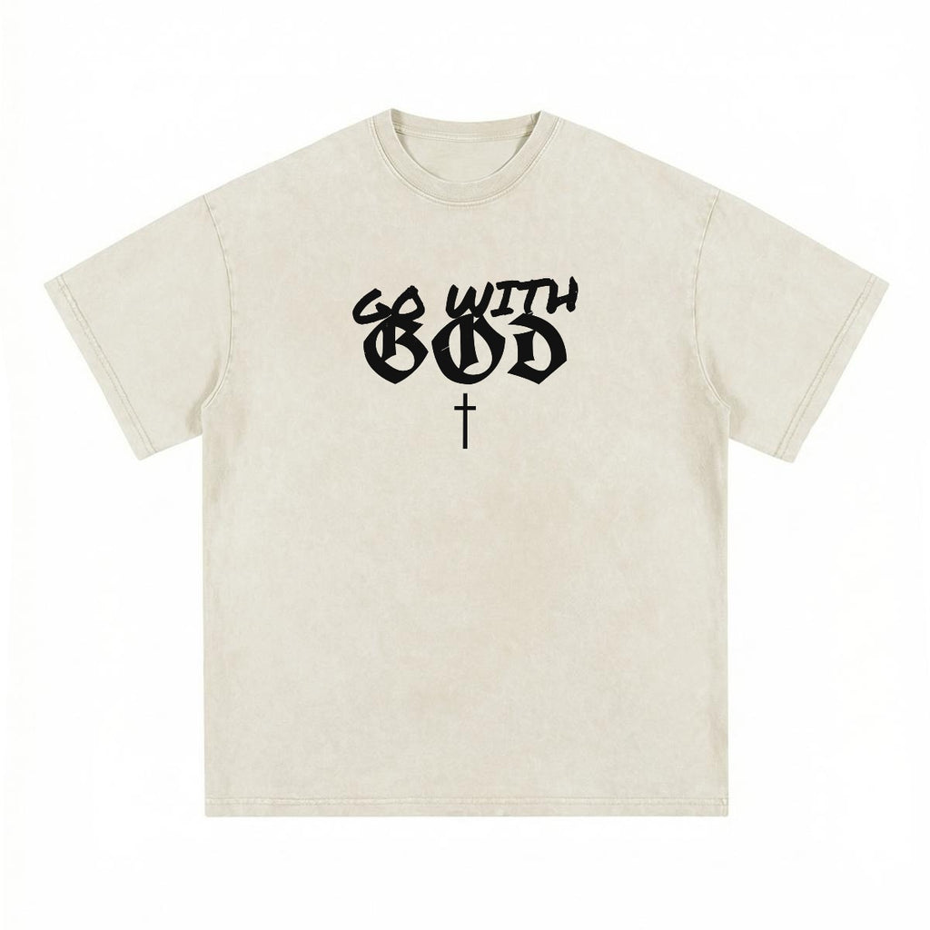 NM9 Heavyweight Tee | Go With God | Cream / Black
