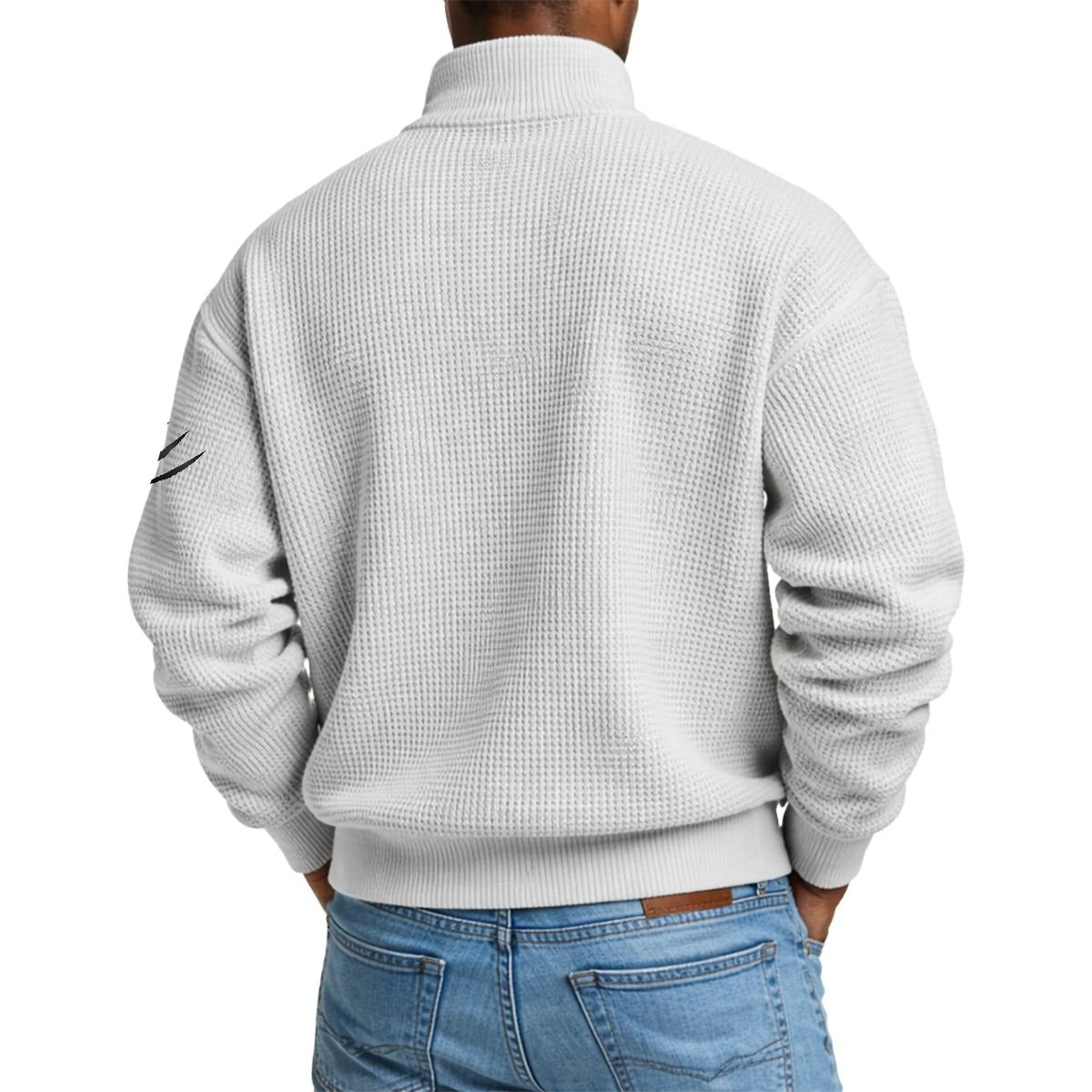 NM9 Waffle Knit Quarter Zip | White