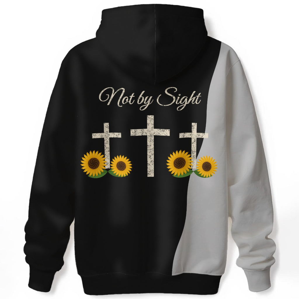 Not By Sight Two-Tone Sunflower Hoodie | Black/Grey