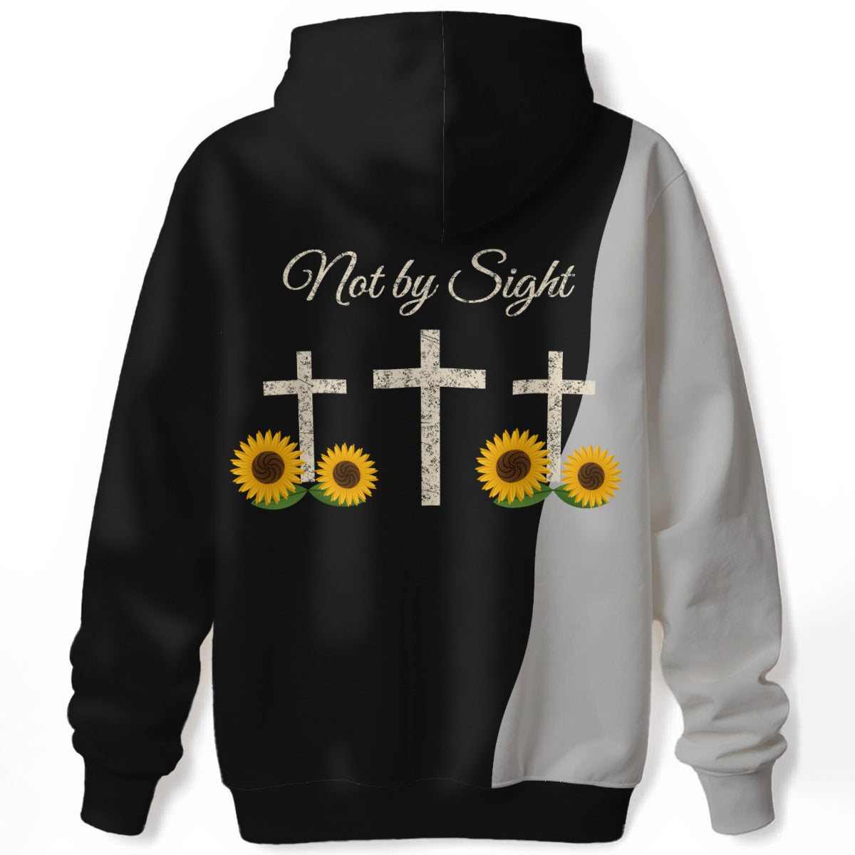 Not By Sight Two-Tone Sunflower Hoodie | Black/Grey