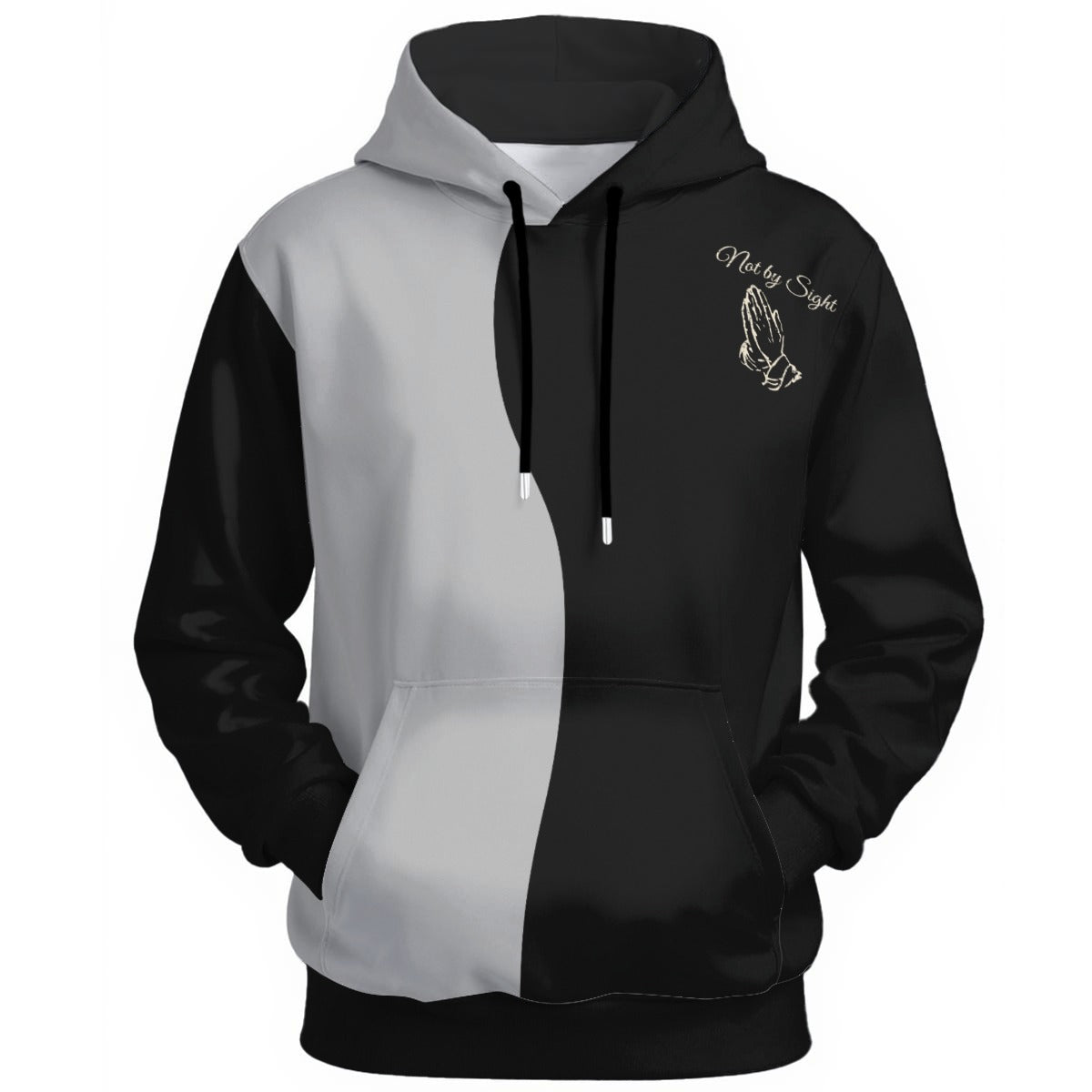 Not By Sight Two-Tone Wave Hoodie | Black/Grey