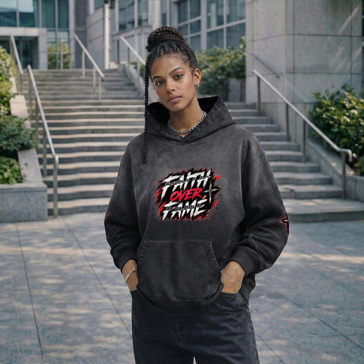 NM9 Executive Collection Heavyweight Hoodie | Faith Over Fame | Black