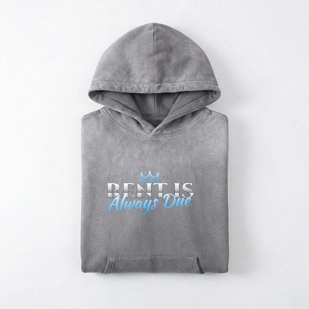NM9 Heavyweight Hoodie | Rent Is Always Due | Charcoal / Ice Blue