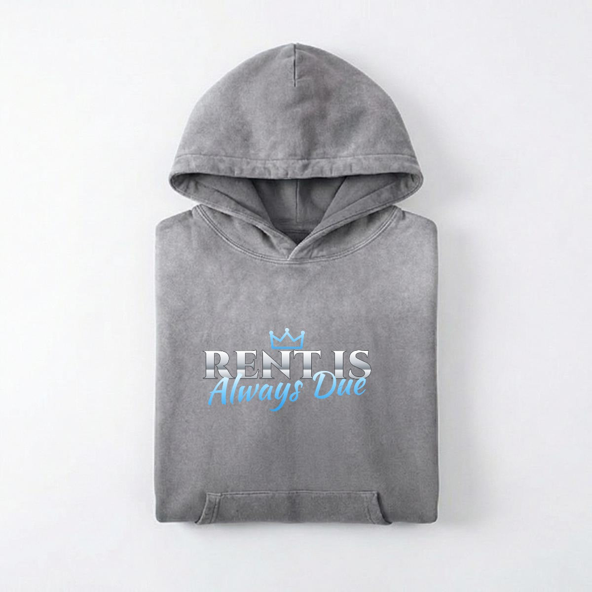 NM9 Heavyweight Hoodie | Rent Is Always Due | Charcoal / Ice Blue