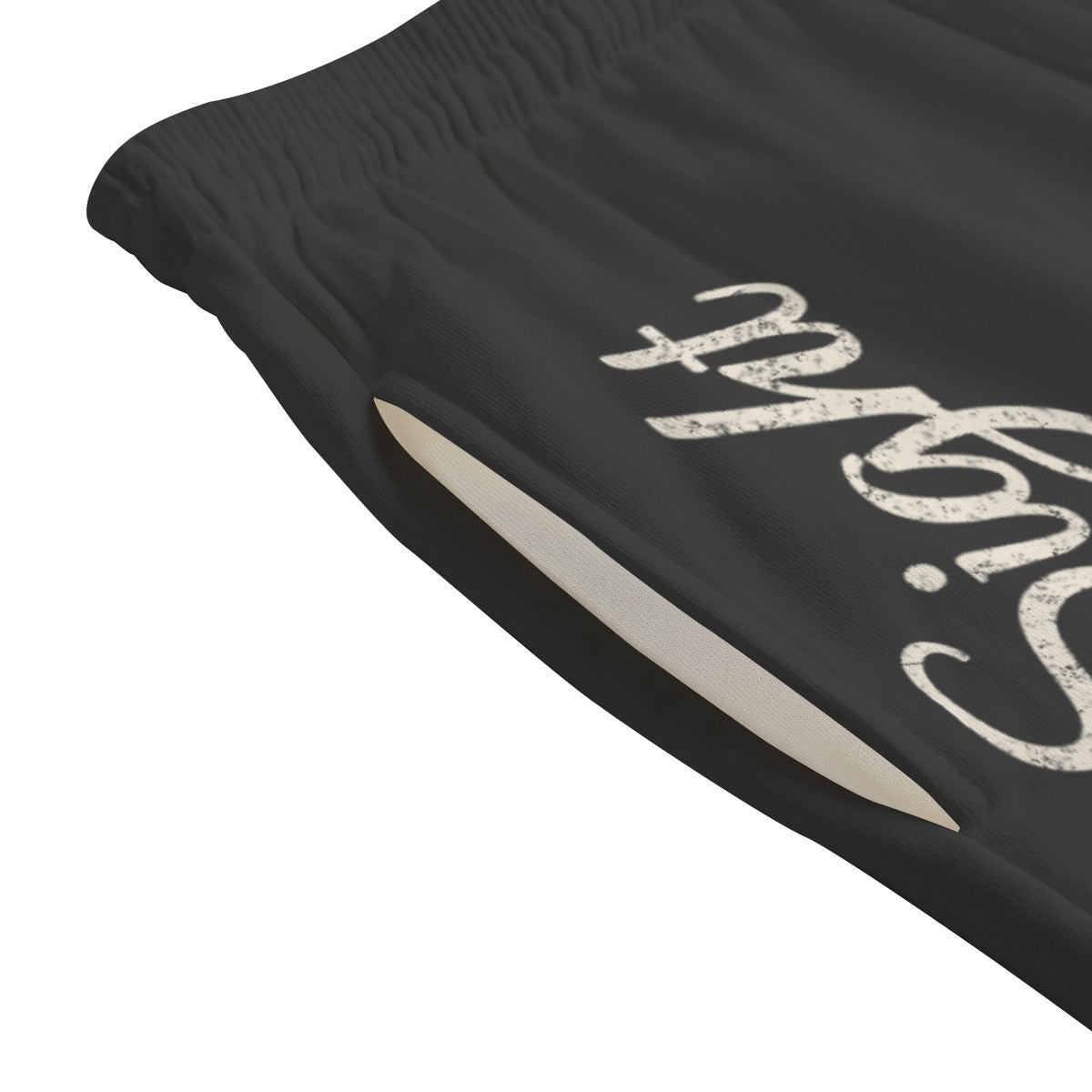 Not By Sight Sweat Shorts | Leg Script | Black